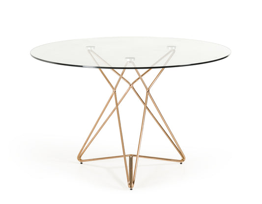30' Glass And Steel Round Dining Table By Homeroots - 283104 | Dining Tables | Modishstore