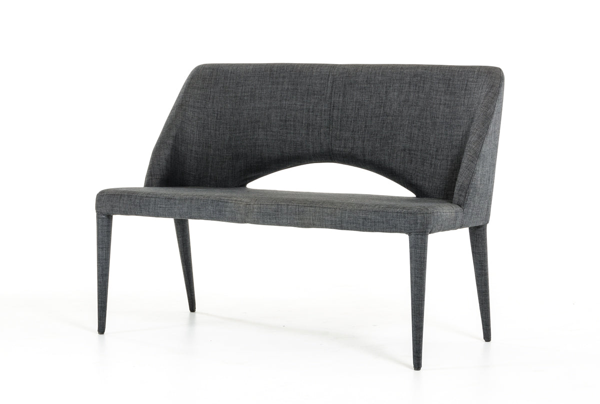 32' Dark Grey Fabric and Metal Bench By Homeroots | Benches | Modishstore