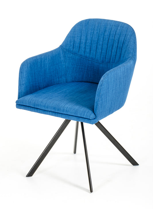 31' Blue Fabric And Metal Dining Arm Chair By Homeroots | Dining Chairs | Modishstore