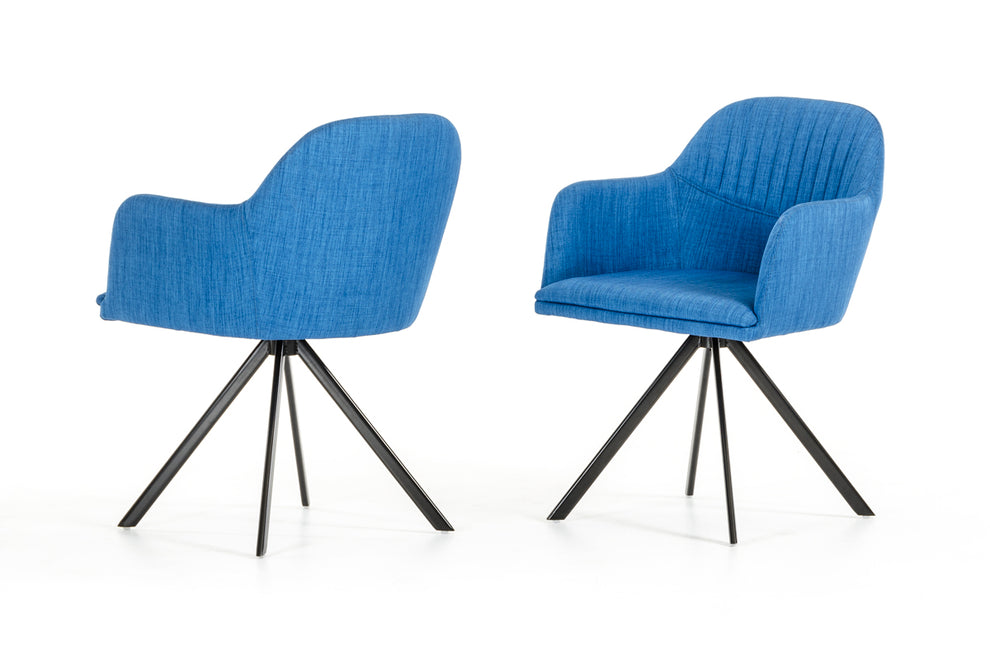31' Blue Fabric And Metal Dining Arm Chair By Homeroots | Dining Chairs | Modishstore - 2