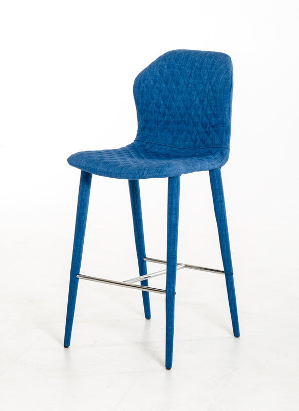 41' Blue Fabric And Metal Bar Stool By Homeroots | Bar Stools | Modishstore