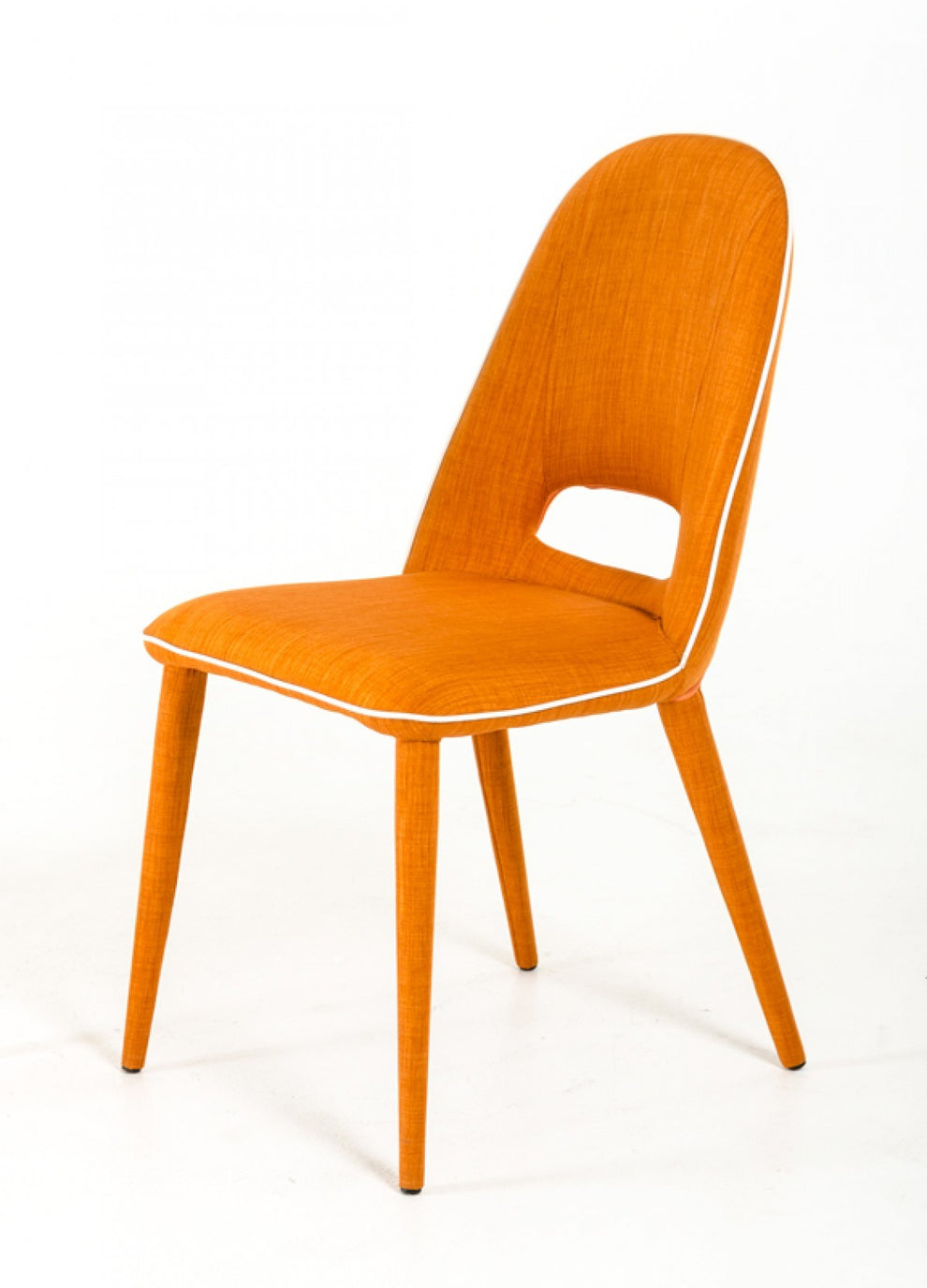 Set Of 2 Modern Arch Orange Fabric With White Piping Dining Chairs By Homeroots | Dining Chairs | Modishstore - 2