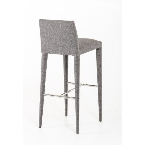 38' Grey Fabric And Metal Bar Stool By Homeroots | Bar Stools | Modishstore - 2