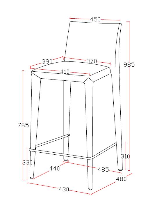 38' Grey Fabric And Metal Bar Stool By Homeroots | Bar Stools | Modishstore - 5