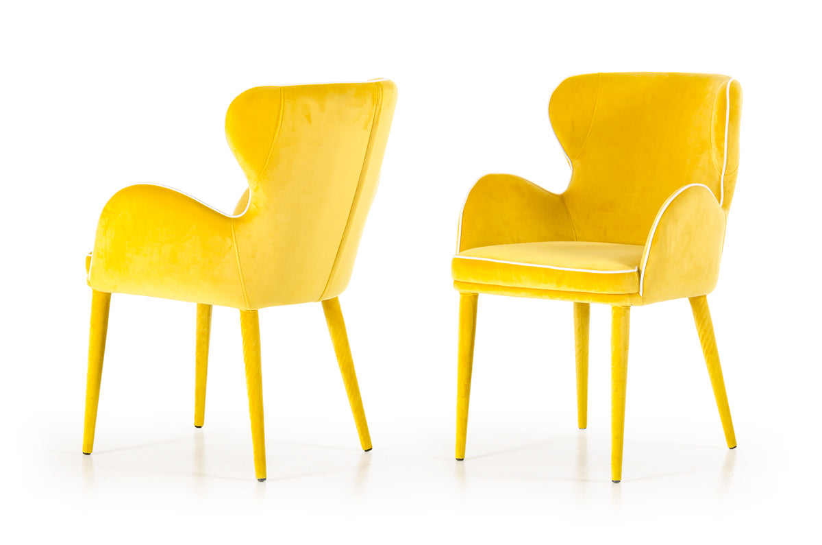 33' Yellow Fabric And Metal Dining Chair By Homeroots | Dining Chairs | Modishstore