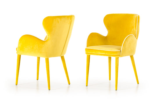 33' Yellow Fabric And Metal Dining Chair By Homeroots | Dining Chairs | Modishstore