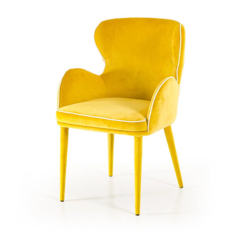 33' Yellow Fabric And Metal Dining Chair By Homeroots | Dining Chairs | Modishstore - 2