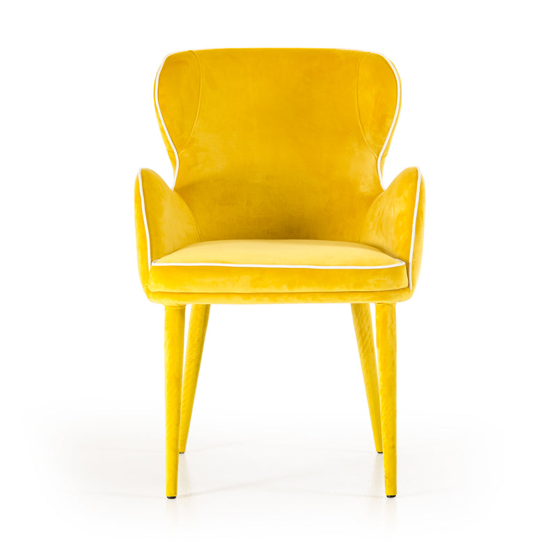 33' Yellow Fabric And Metal Dining Chair By Homeroots | Dining Chairs | Modishstore - 3