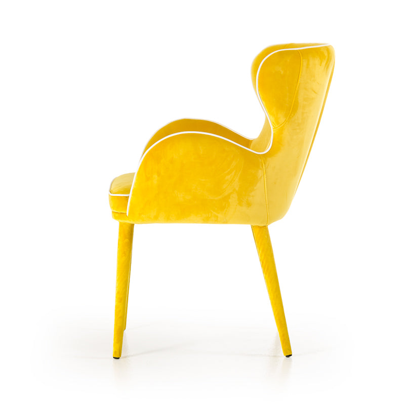 33' Yellow Fabric And Metal Dining Chair By Homeroots | Dining Chairs | Modishstore - 4
