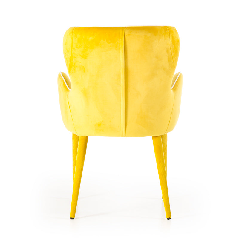 33' Yellow Fabric And Metal Dining Chair By Homeroots | Dining Chairs | Modishstore - 5