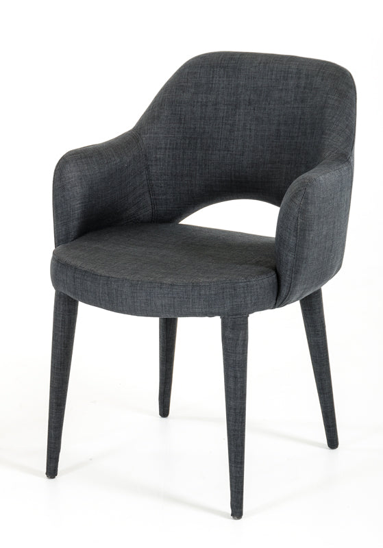 34' Dark Grey Fabric And Metal Dining Chair By Homeroots | Dining Chairs | Modishstore