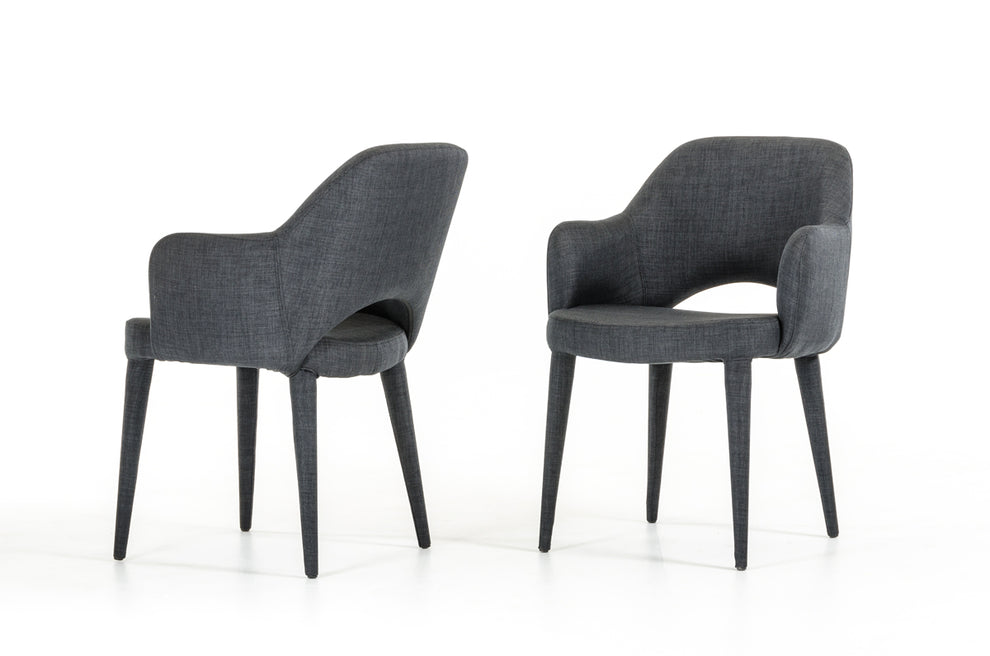 34' Dark Grey Fabric And Metal Dining Chair By Homeroots | Dining Chairs | Modishstore - 2