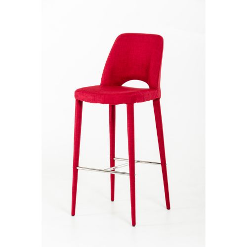 41' Red Fabric And Metal Bar Stool By Homeroots | Bar Stools | Modishstore