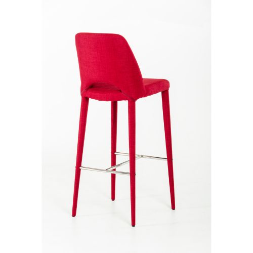 41' Red Fabric And Metal Bar Stool By Homeroots | Bar Stools | Modishstore - 2