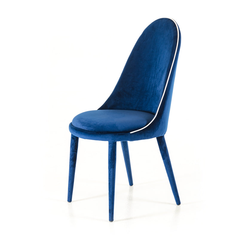 38' Blue And White Fabric And Metal Dining Chair By Homeroots | Dining Chairs | Modishstore - 2