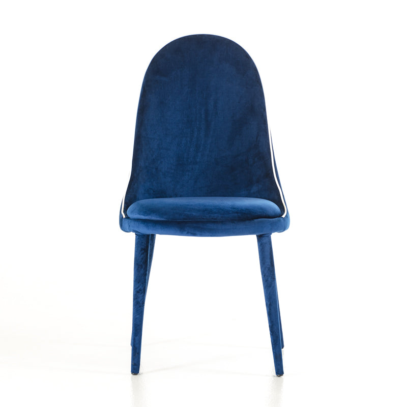38' Blue And White Fabric And Metal Dining Chair By Homeroots | Dining Chairs | Modishstore - 3