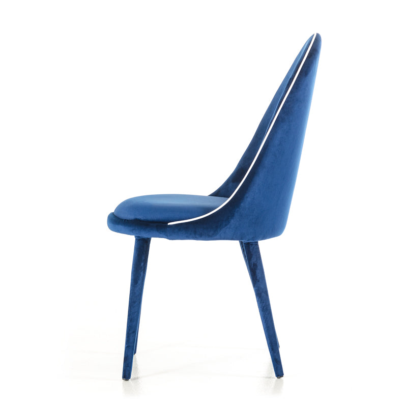 38' Blue And White Fabric And Metal Dining Chair By Homeroots | Dining Chairs | Modishstore - 4