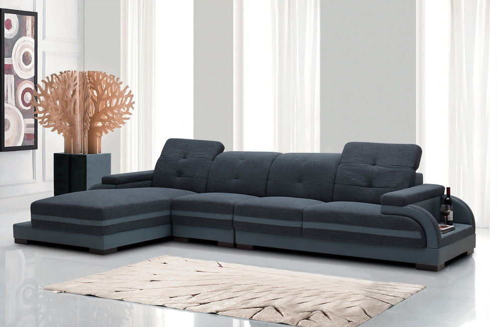 32' Bonded Leather Fabric and Wood Sectional Sofa By Homeroots | Sectional | Modishstore - 2