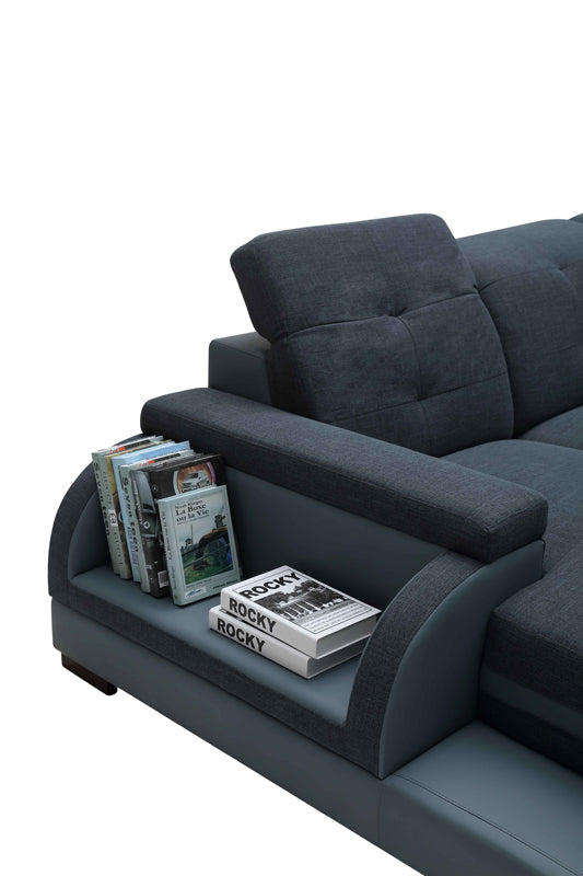 32' Bonded Leather Fabric and Wood Sectional Sofa By Homeroots | Sectional | Modishstore - 4