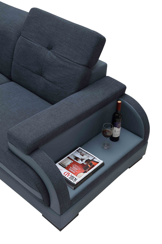 32' Bonded Leather Fabric and Wood Sectional Sofa By Homeroots | Sectional | Modishstore - 5