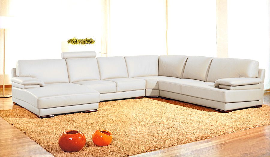 39' Orange Leather and Wood Sectional Sofa By Homeroots | Sectional | Modishstore - 2