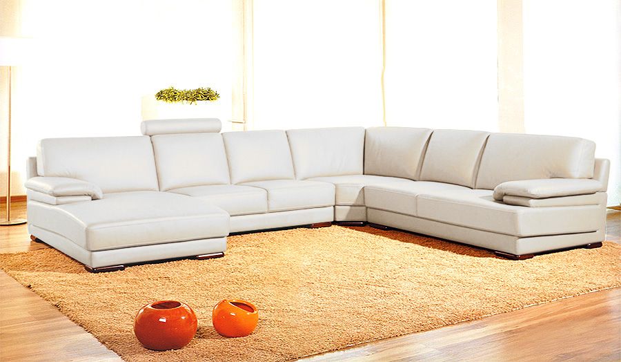 39' Orange Leather and Wood Sectional Sofa By Homeroots | Sectional | Modishstore - 2
