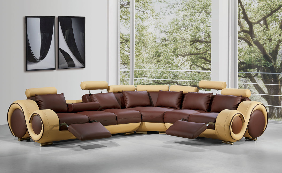 31' Bonded Leather and Wood Sectional Sofa By Homeroots | Sectional | Modishstore