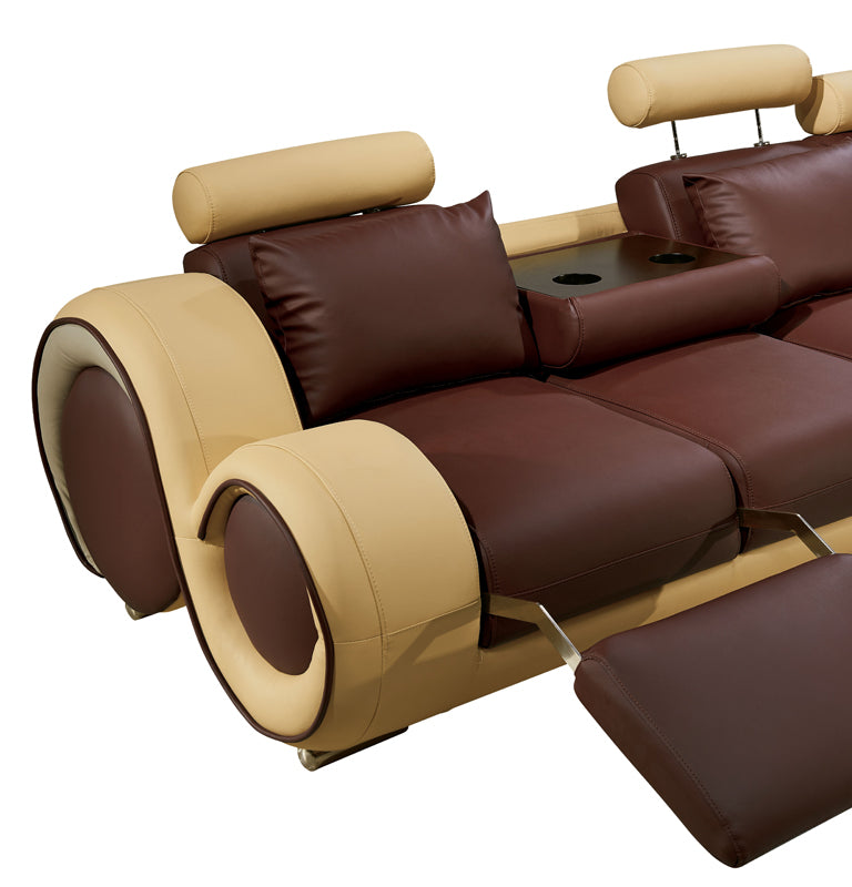 31' Bonded Leather and Wood Sectional Sofa By Homeroots | Sectional | Modishstore - 2