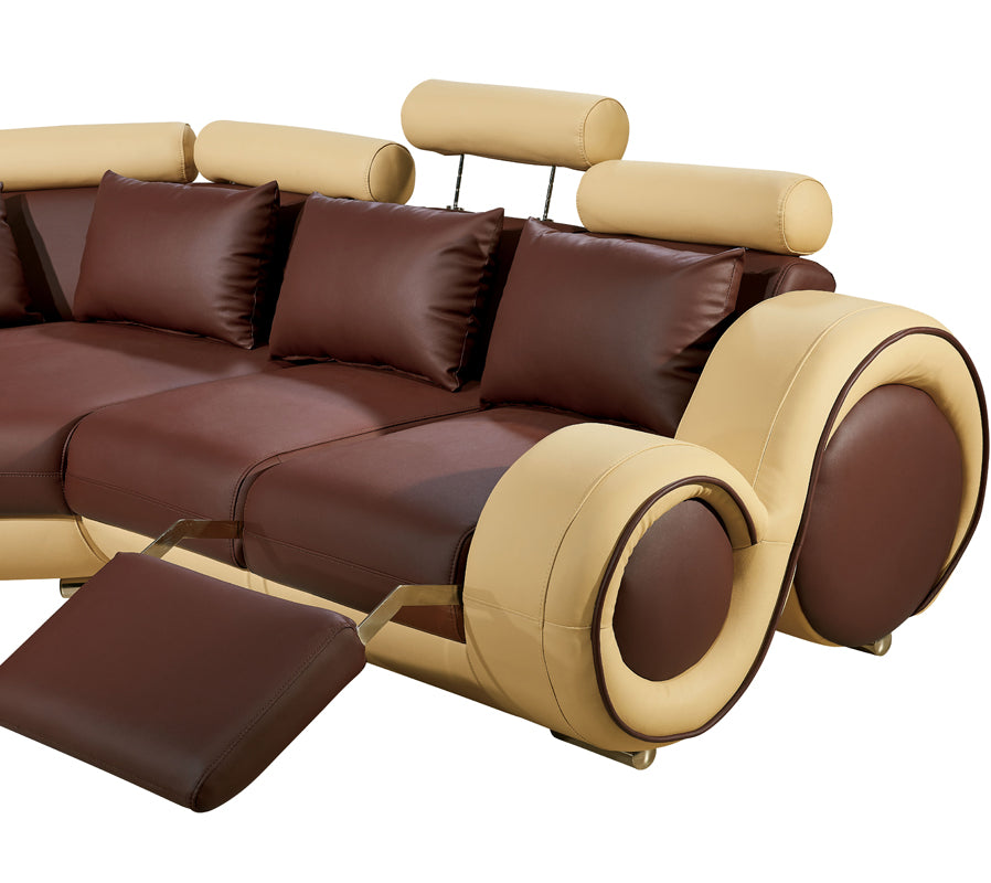31' Bonded Leather and Wood Sectional Sofa By Homeroots | Sectional | Modishstore - 3