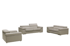 34' Light Grey Bonded Leather Foam Wood and Steel Sofa Set By Homeroots