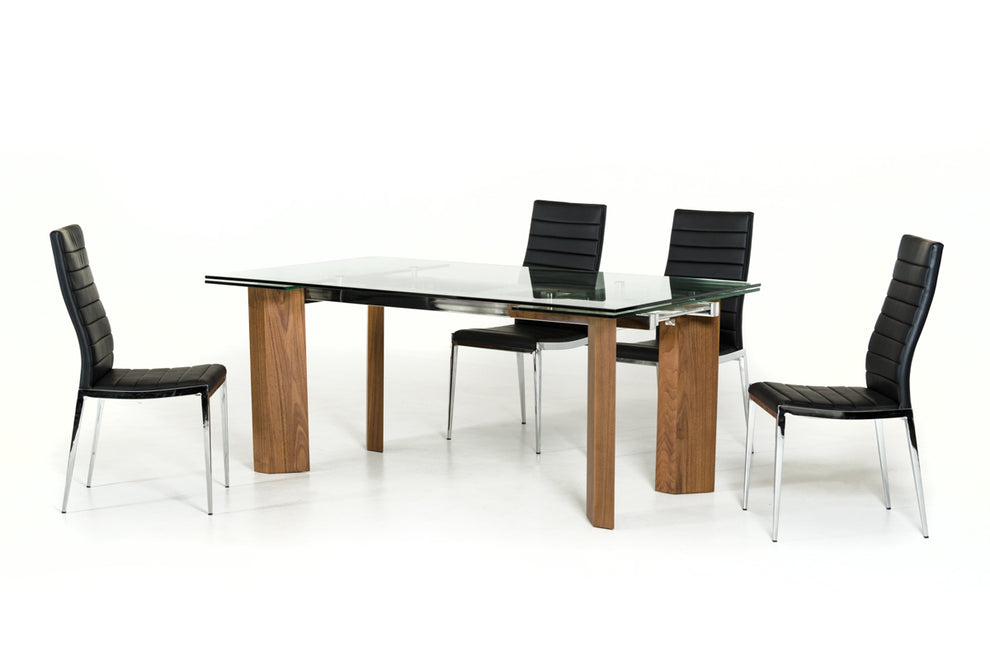 30' Glass Wood And Aluminum Extendable Dining Table By Homeroots | Dining Tables | Modishstore - 2