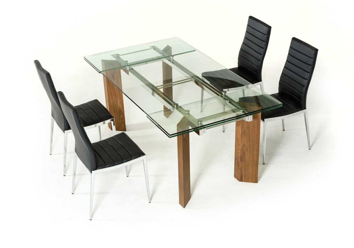 30' Glass Wood And Aluminum Extendable Dining Table By Homeroots | Dining Tables | Modishstore - 4