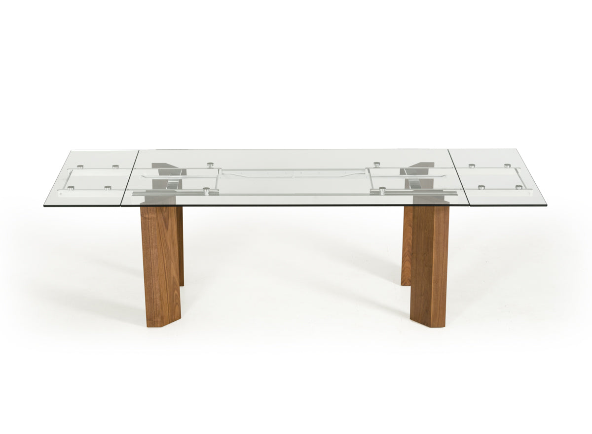 30' Glass Wood And Aluminum Extendable Dining Table By Homeroots | Dining Tables | Modishstore - 5