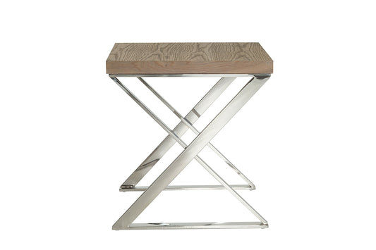 Modern Ash and Steel End Table By Homeroots | End Tables | Modishstore