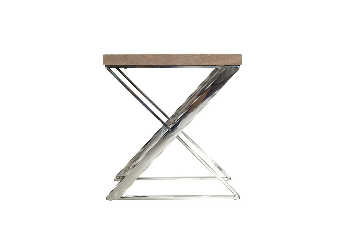Modern Ash and Steel End Table By Homeroots | End Tables | Modishstore - 2