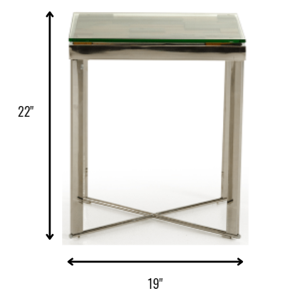 22" Mosaic Wood Steel And Glass End Table By Homeroots | End Tables | Modishstore - 5