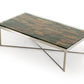 14' Mosaic Wood Glass and Steel Coffee Table By Homeroots | Coffee Tables | Modishstore - 3