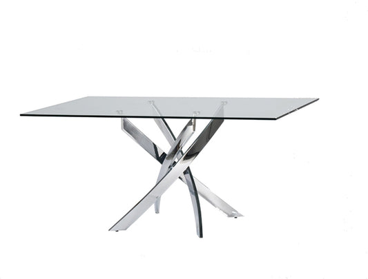 30' Glass And Steel Rectangular Dining Table By Homeroots | Dining Tables | Modishstore