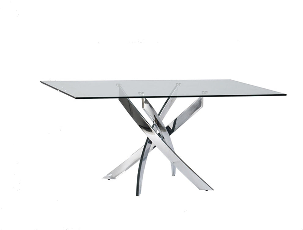 30' Glass And Steel Rectangular Dining Table By Homeroots | Dining Tables | Modishstore - 3