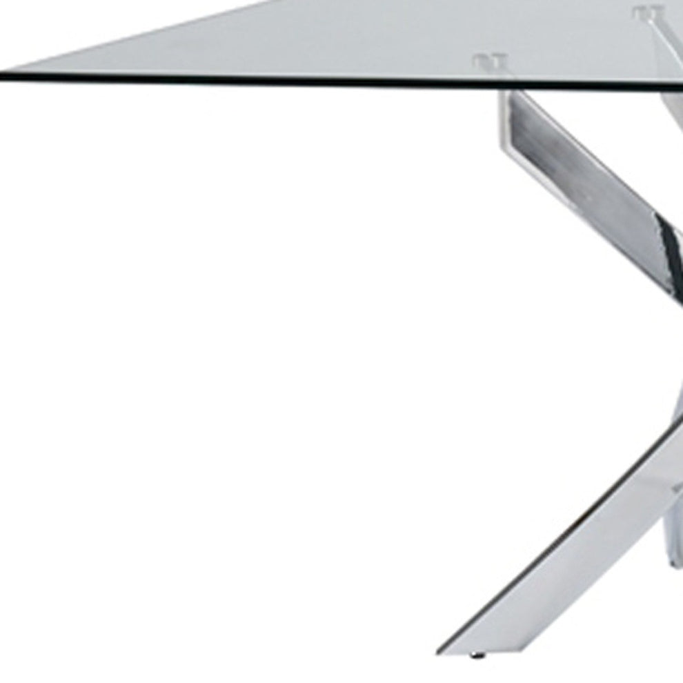 30' Glass And Steel Rectangular Dining Table By Homeroots | Dining Tables | Modishstore - 4