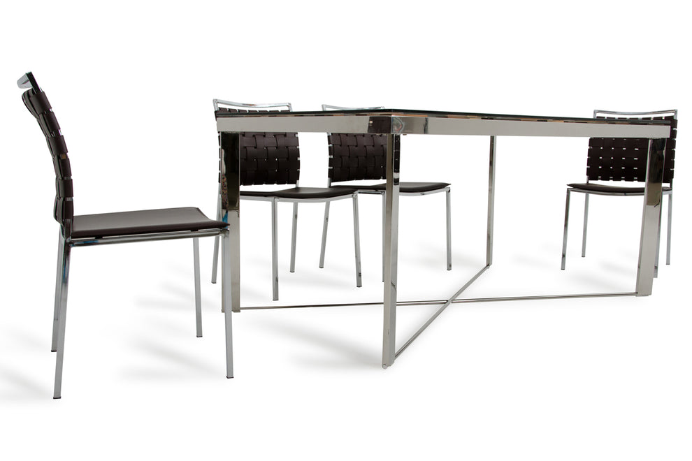 30' Wood Steel And Glass Dining Table By Homeroots | Dining Tables | Modishstore - 4