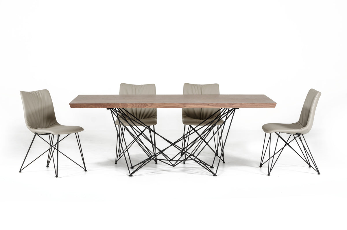 30' Walnut Veneer and Metal Dining Table By Homeroots | Dining Tables | Modishstore