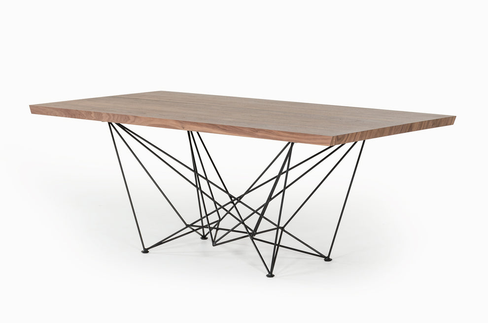 30' Walnut Veneer and Metal Dining Table By Homeroots | Dining Tables | Modishstore - 4