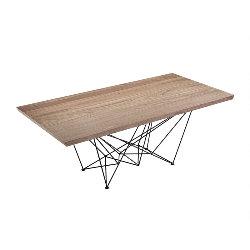 30' Walnut Veneer and Metal Dining Table By Homeroots | Dining Tables | Modishstore - 5