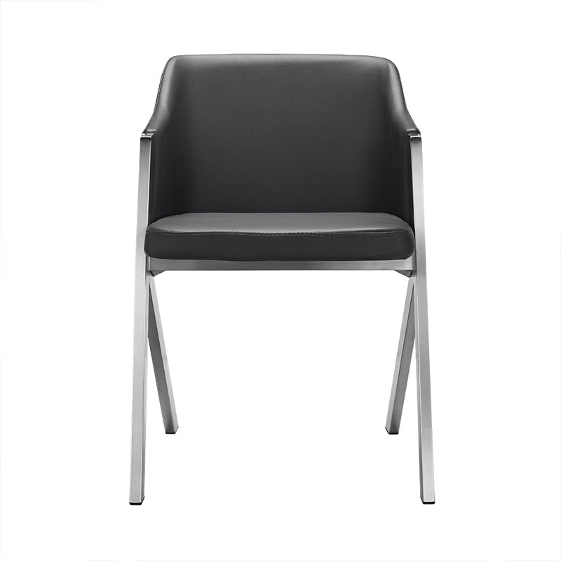 Two 29' Grey Leatherette And Steel Dining Chairs By Homeroots | Dining Chairs | Modishstore - 2