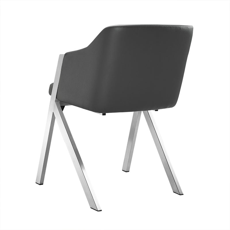 Two 29' Grey Leatherette And Steel Dining Chairs By Homeroots | Dining Chairs | Modishstore - 3