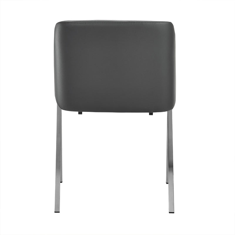Two 29' Grey Leatherette And Steel Dining Chairs By Homeroots | Dining Chairs | Modishstore - 4