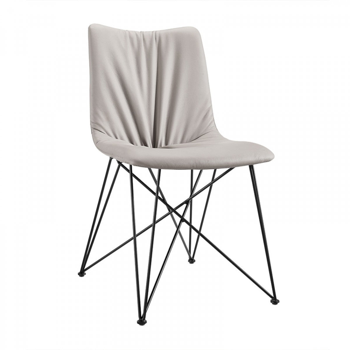 Set Of 2 Modern Grey Leatherette Black Coated Metal Dining Chairs By Homeroots | Dining Chairs | Modishstore