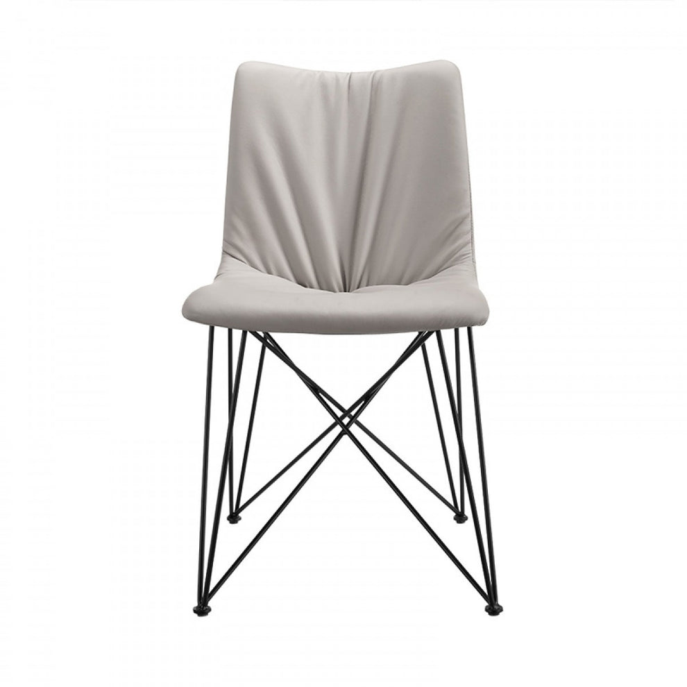 Set Of 2 Modern Grey Leatherette Black Coated Metal Dining Chairs By Homeroots | Dining Chairs | Modishstore - 2