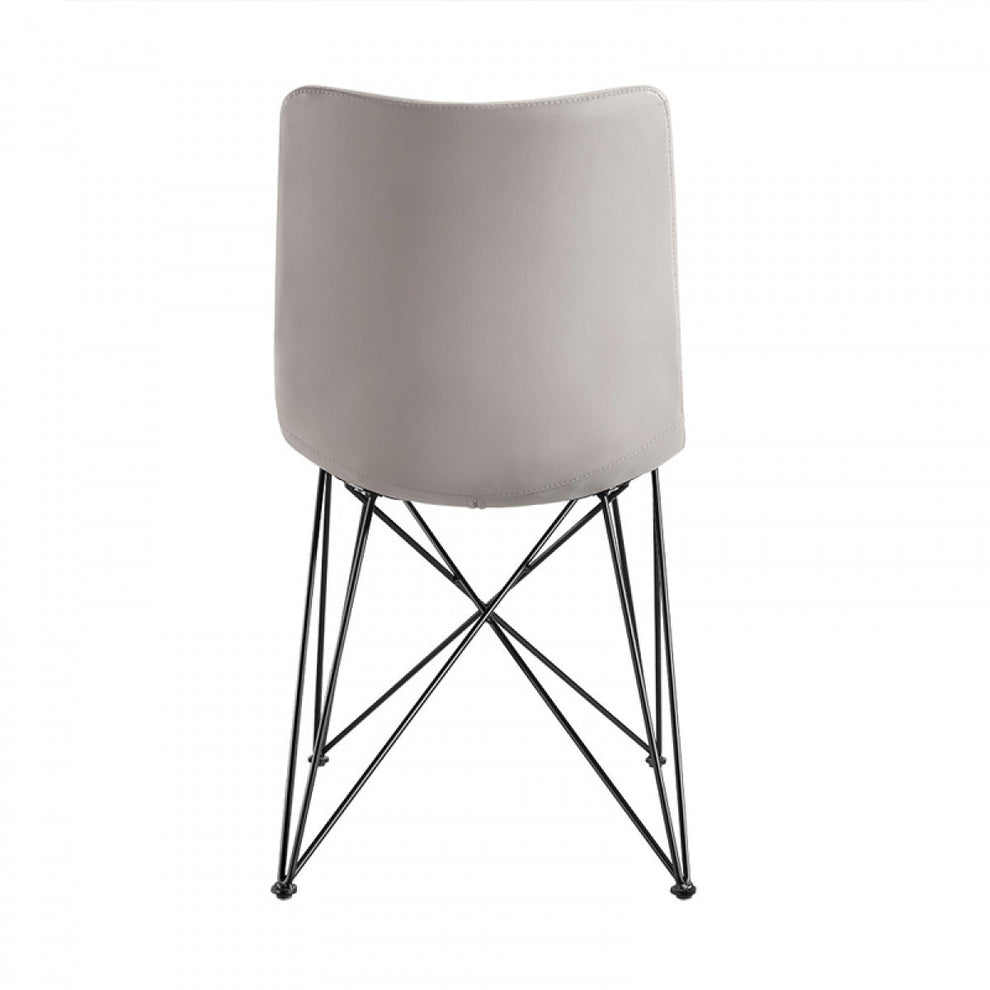 Set Of 2 Modern Grey Leatherette Black Coated Metal Dining Chairs By Homeroots | Dining Chairs | Modishstore - 4
